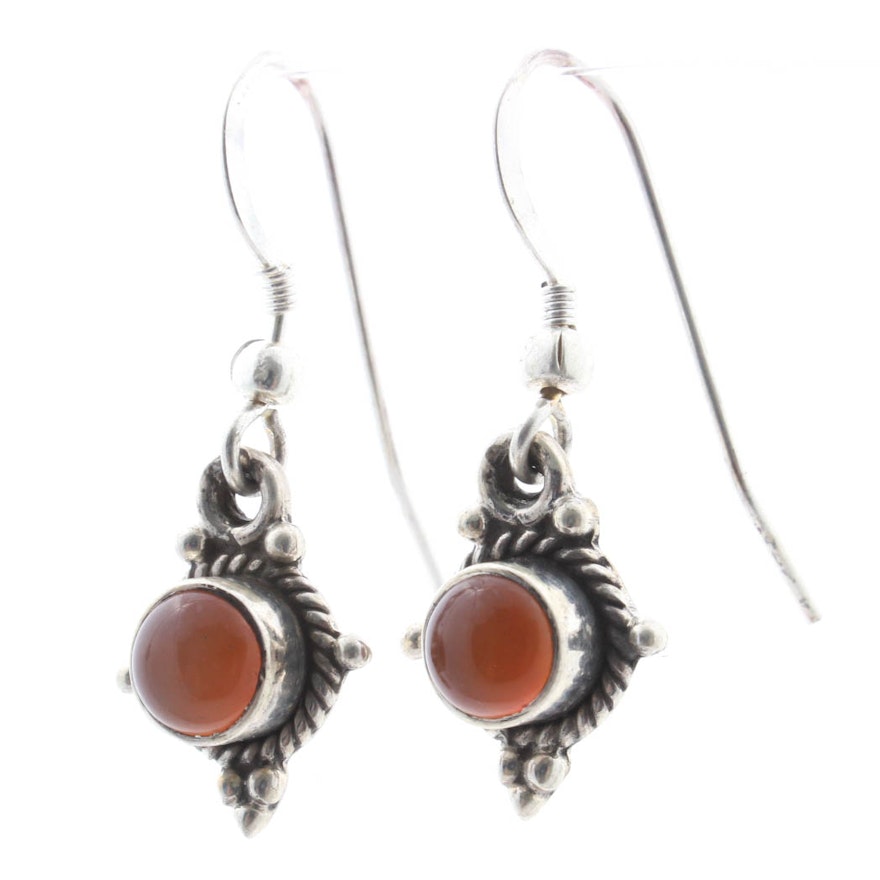 Sterling Silver Natural Carnelian Drop Earrings