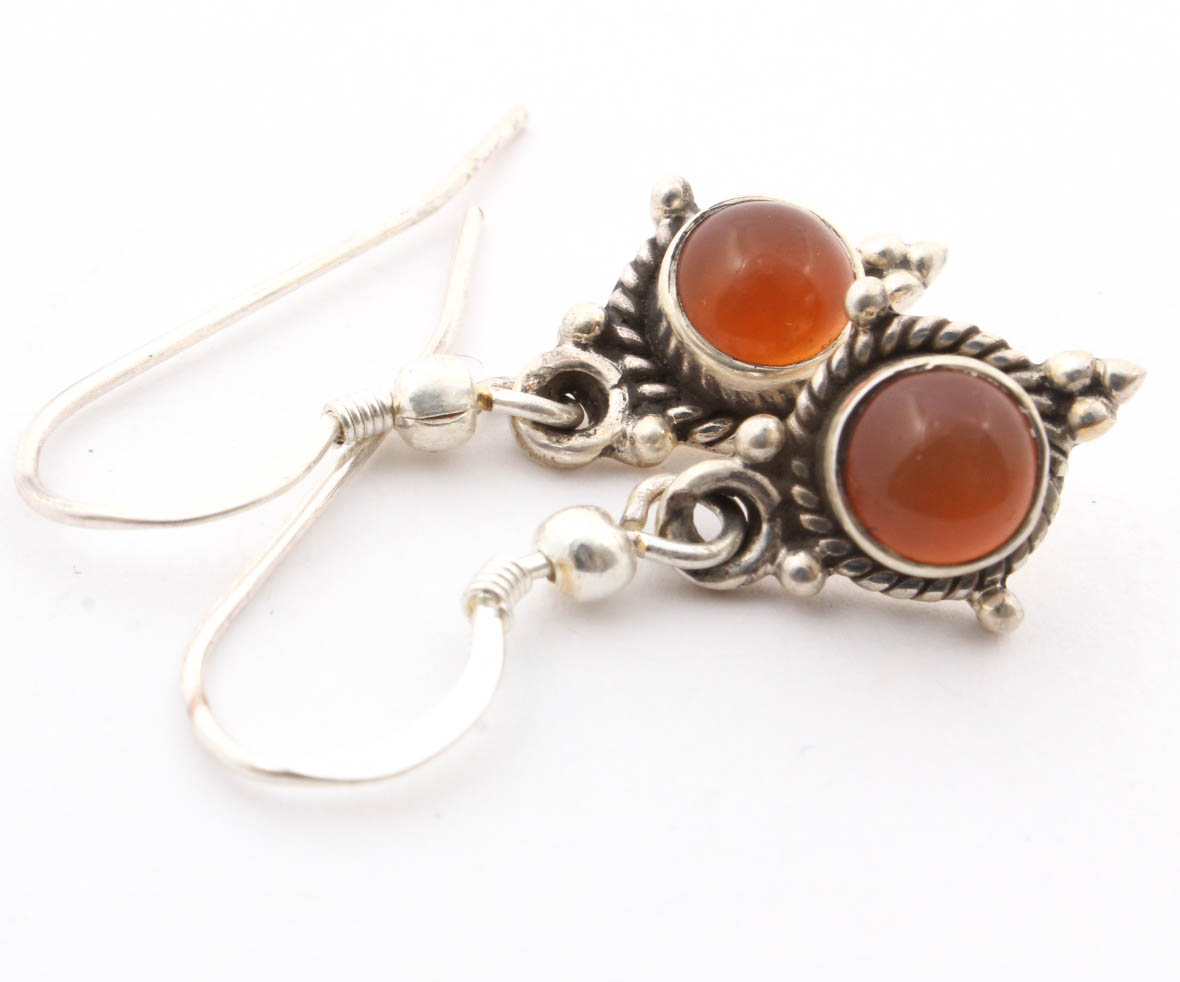 Sterling Silver Natural Carnelian Drop Earrings