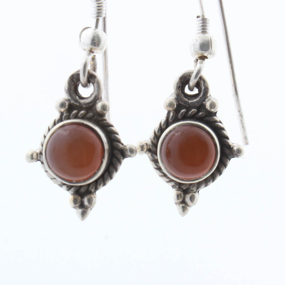Sterling Silver Natural Carnelian Drop Earrings