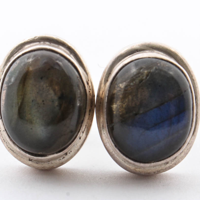 Sterling Silver Natural Labradorite Earrings