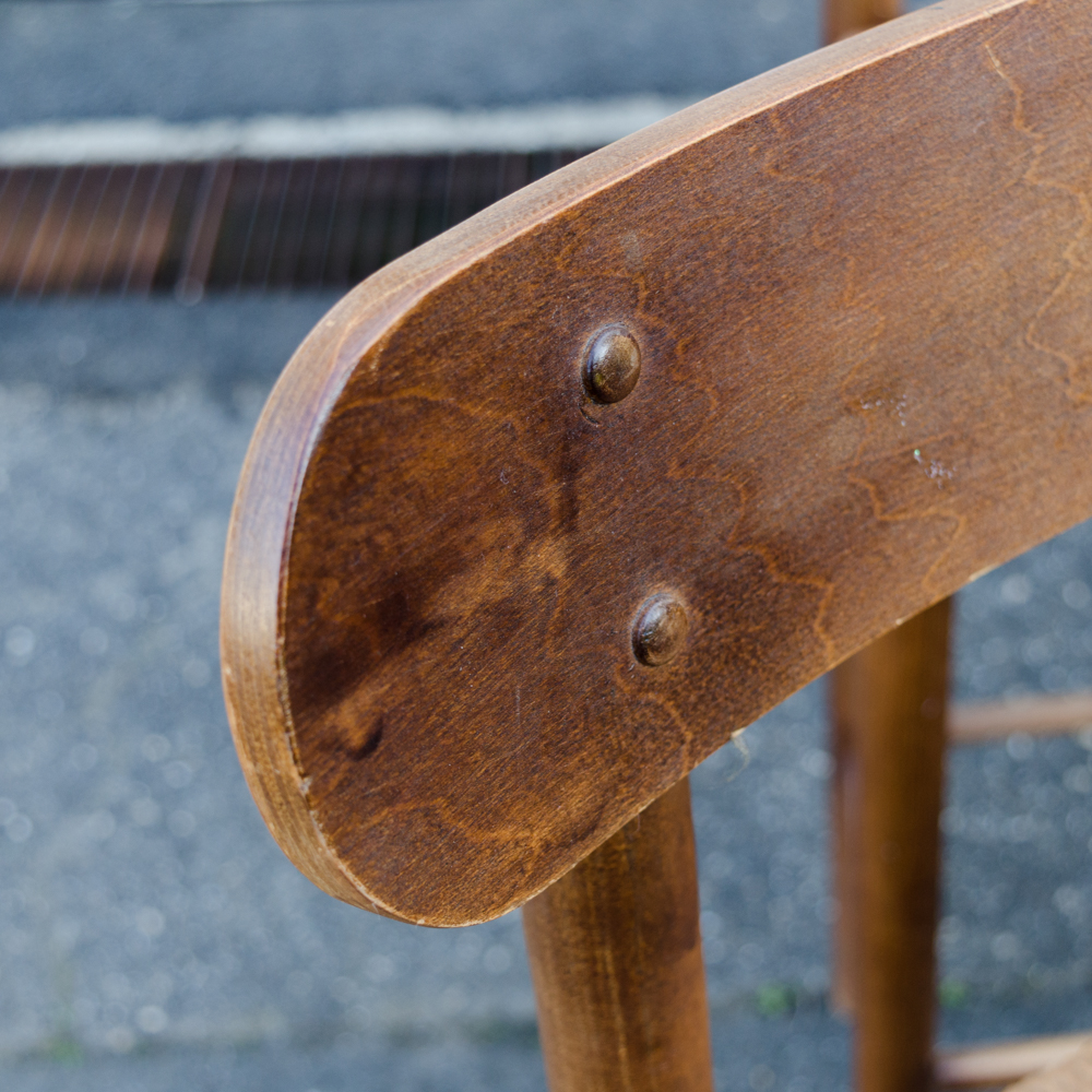 Set of Rush Seat Wooden Bar Stools