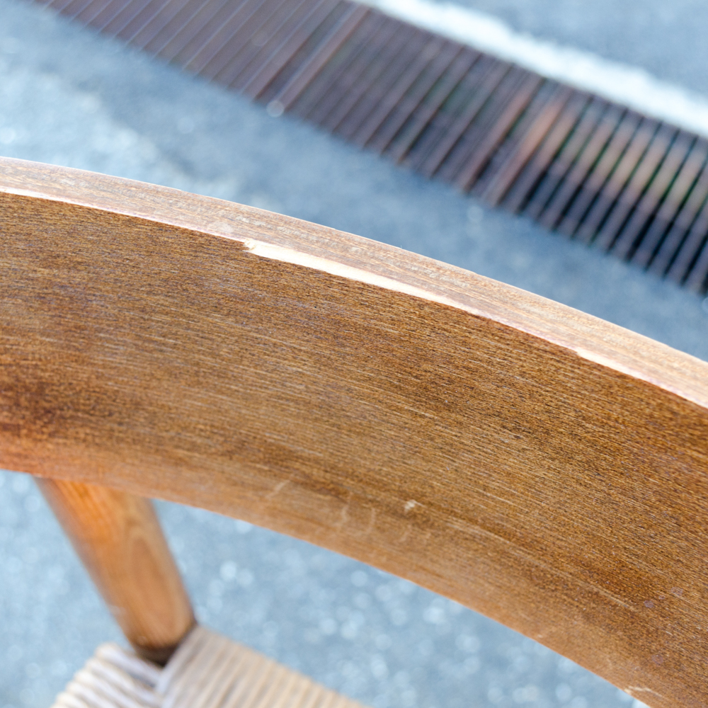 Set of Rush Seat Wooden Bar Stools