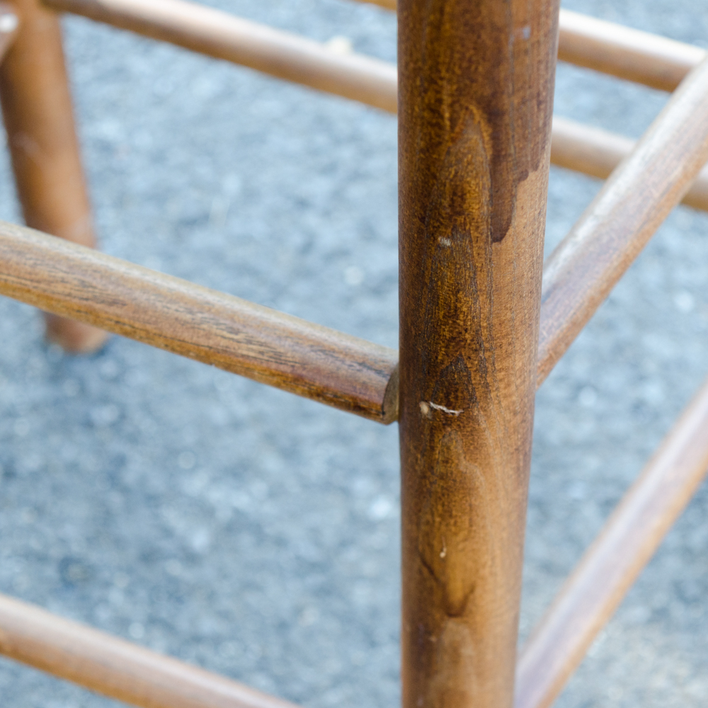 Set of Rush Seat Wooden Bar Stools