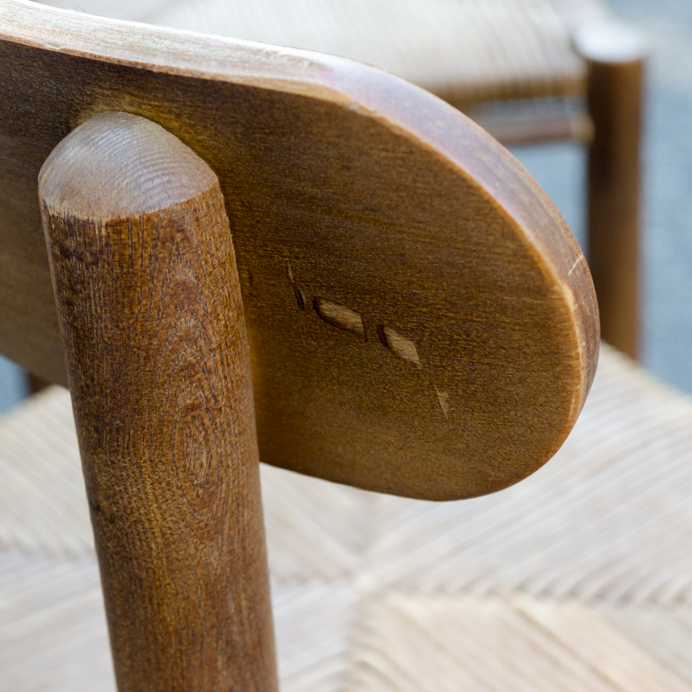 Set of Rush Seat Wooden Bar Stools
