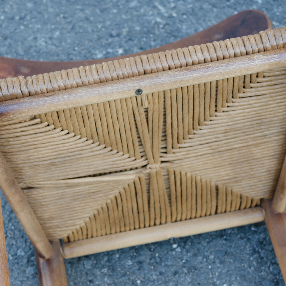 Set of Rush Seat Wooden Bar Stools