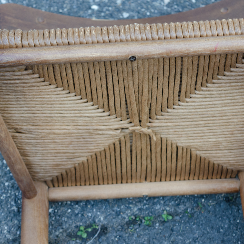 Set of Rush Seat Wooden Bar Stools