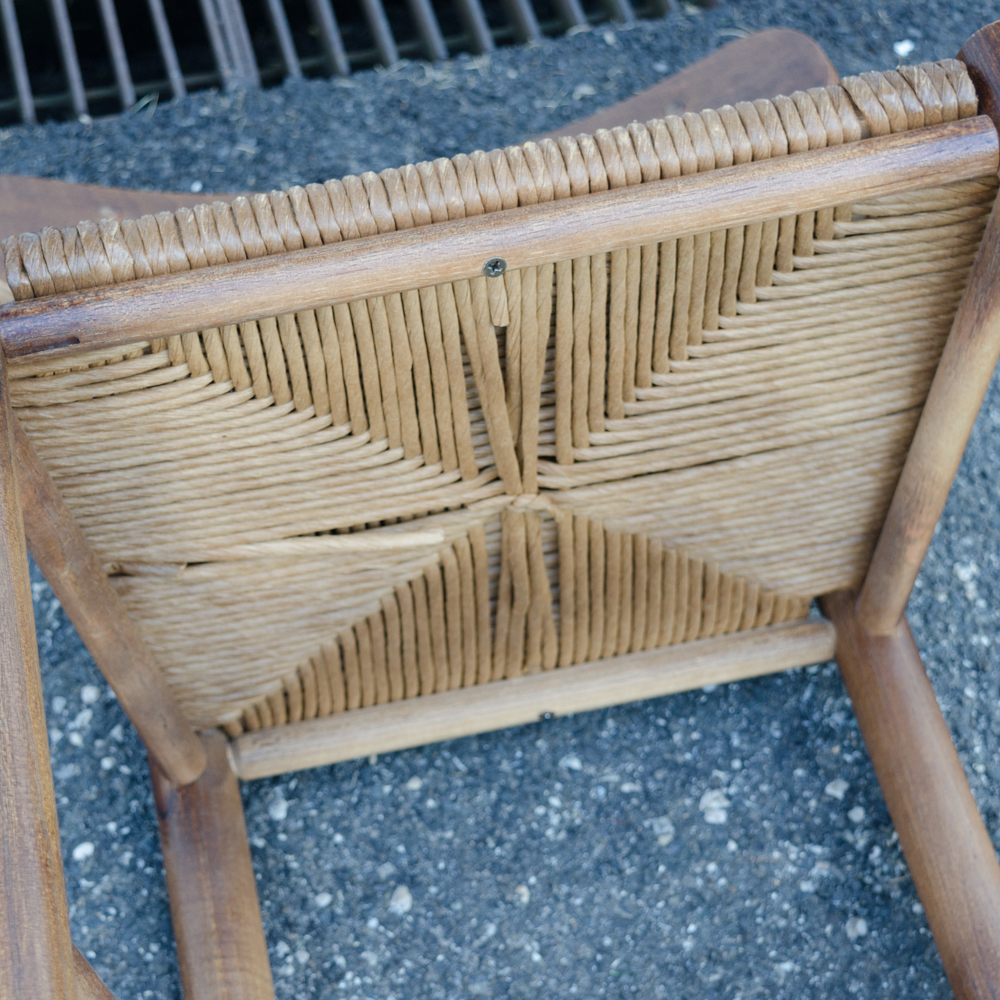 Set of Rush Seat Wooden Bar Stools