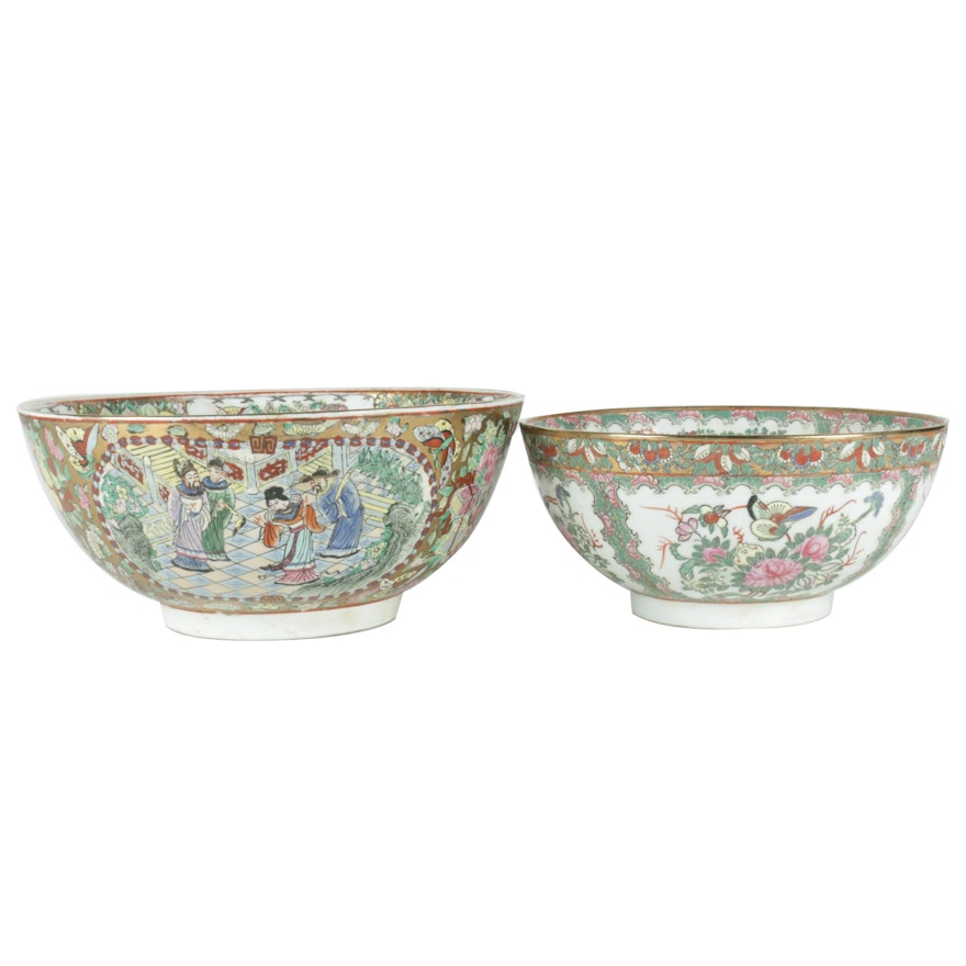 Pair of Chinese Export Famille Rose Style Bowls