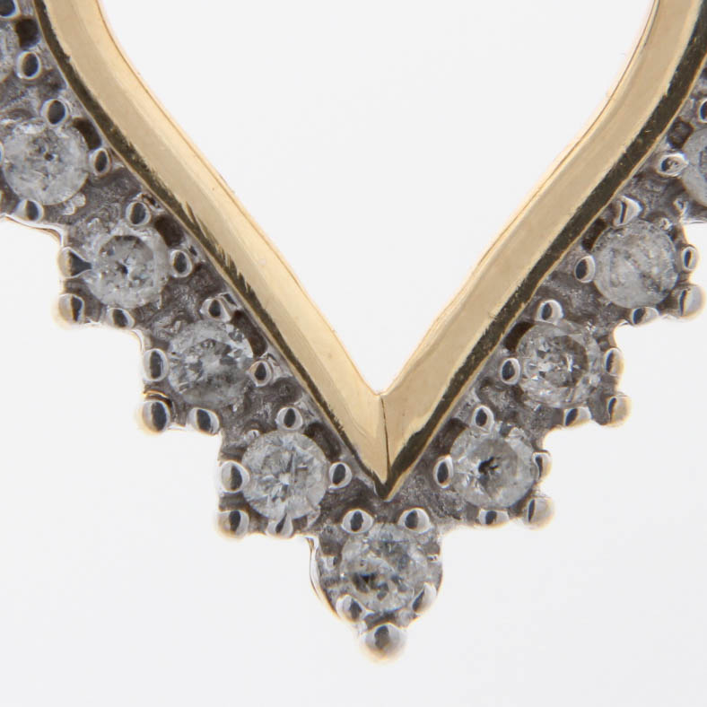 10K Yellow Gold Diamond Heart Shaped Pendant Necklace