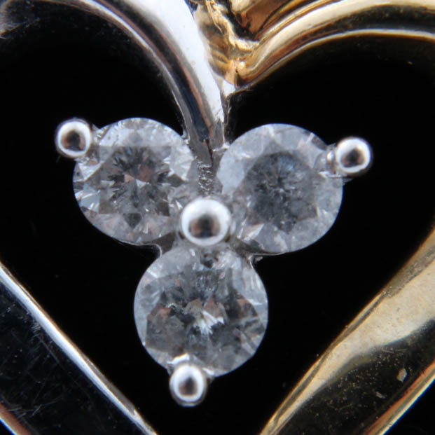 14K White Gold Chain and 10K Yellow & White Gold Heart Pendant with Diamonds