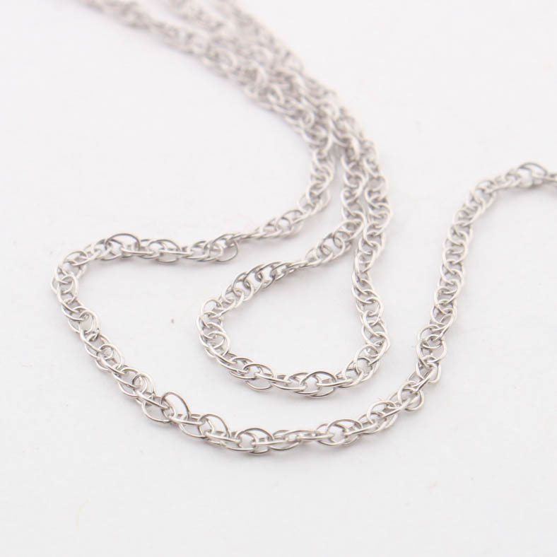 14K White Gold Chain and 10K Yellow & White Gold Heart Pendant with Diamonds