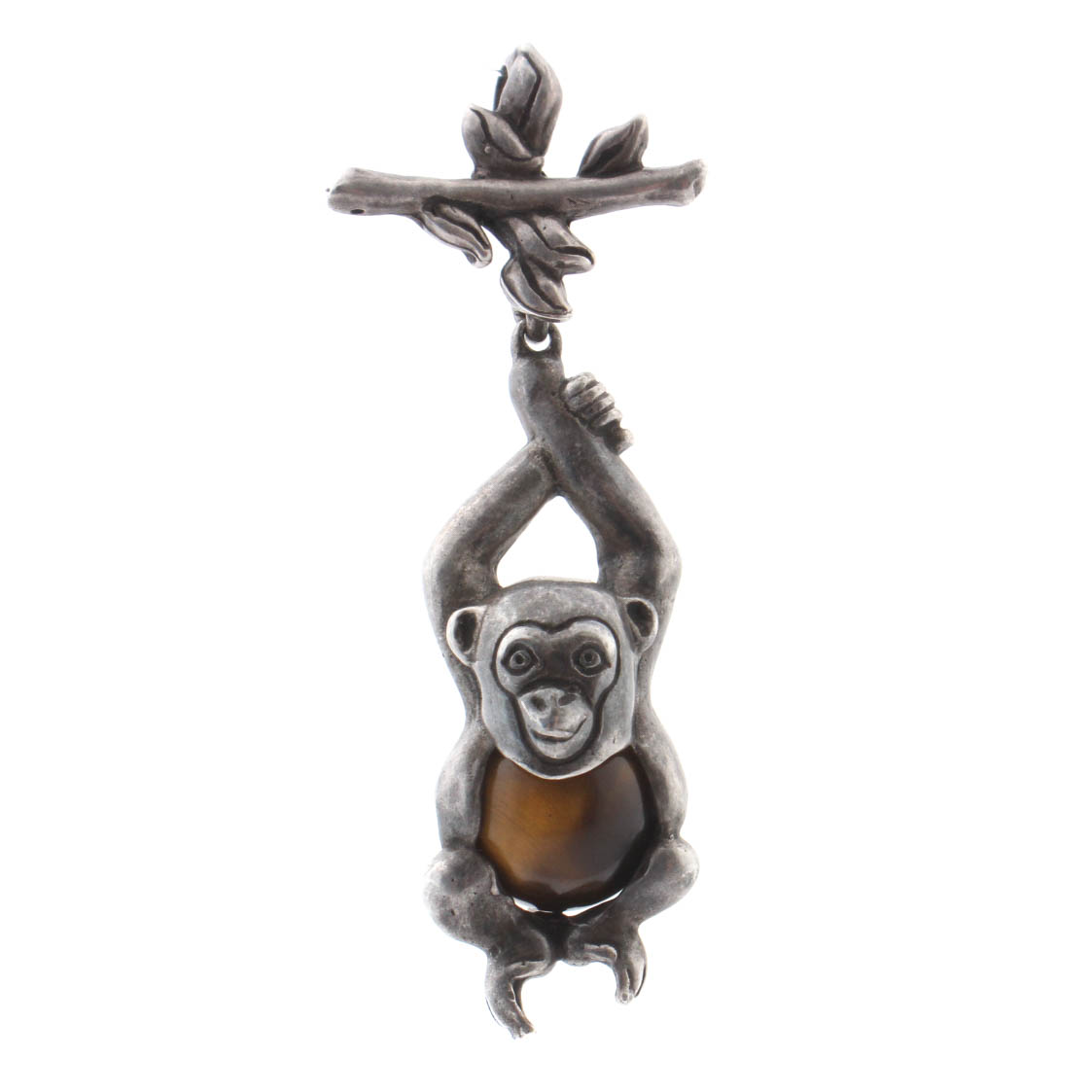 Sterling Silver Monkey Pendant with Bead