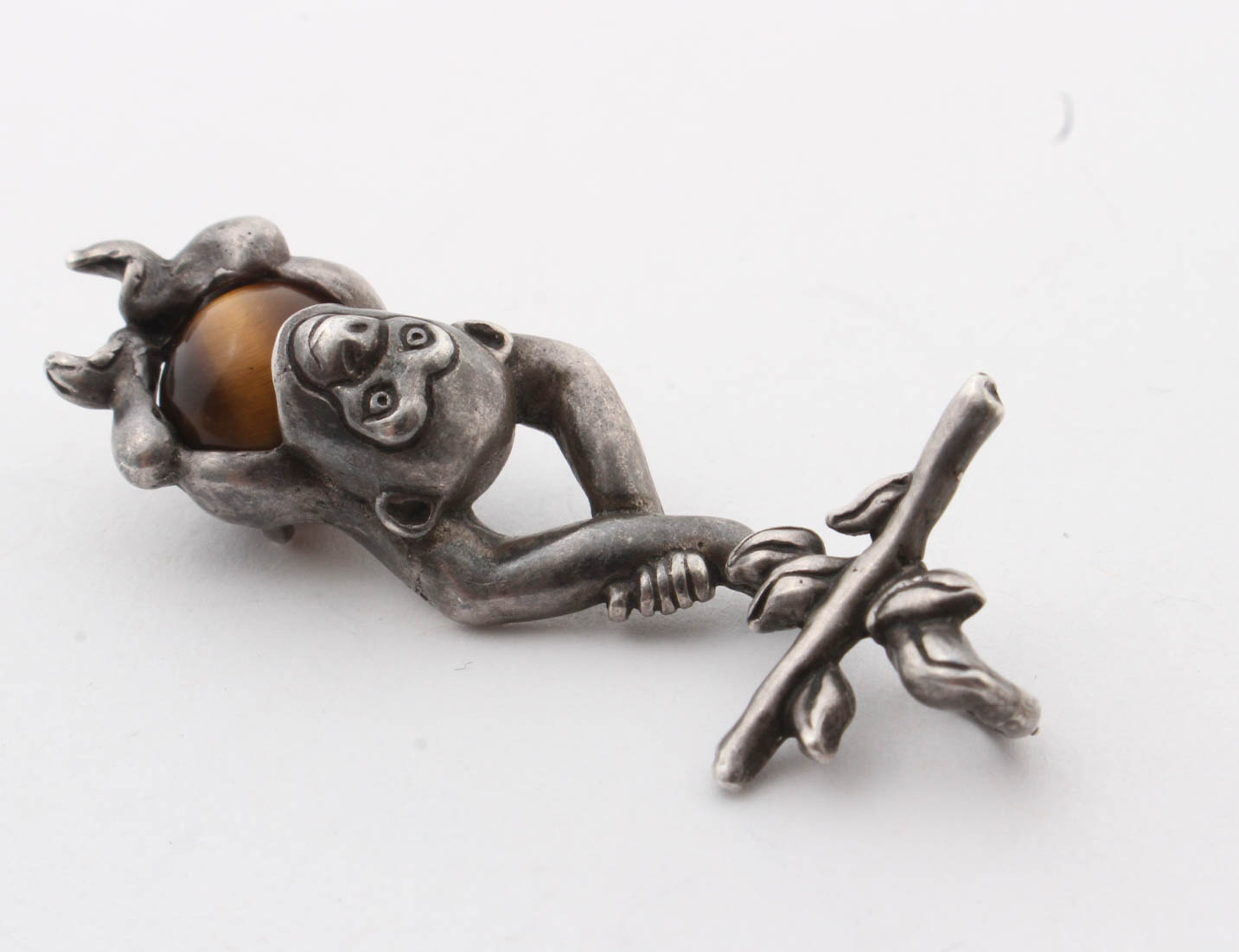 Sterling Silver Monkey Pendant with Bead