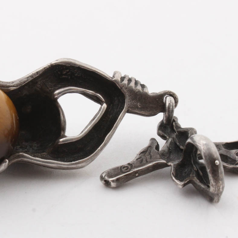 Sterling Silver Monkey Pendant with Bead