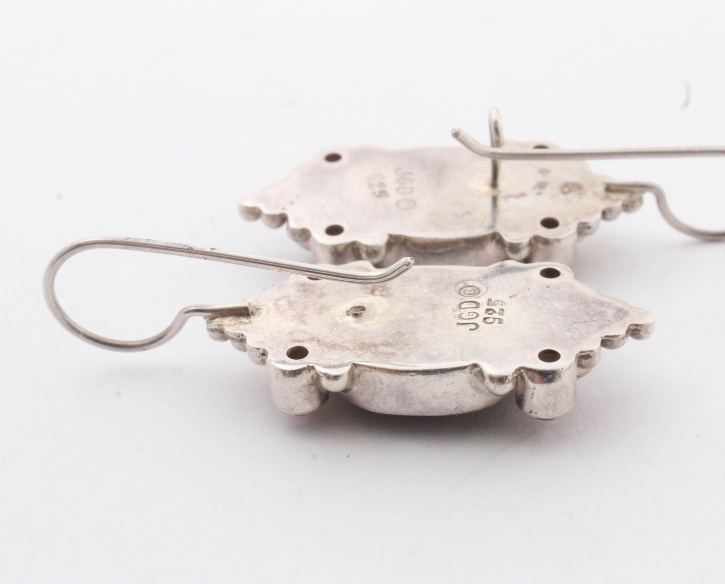 Sterling Silver Onyx, Garnet & Pearl Earrings