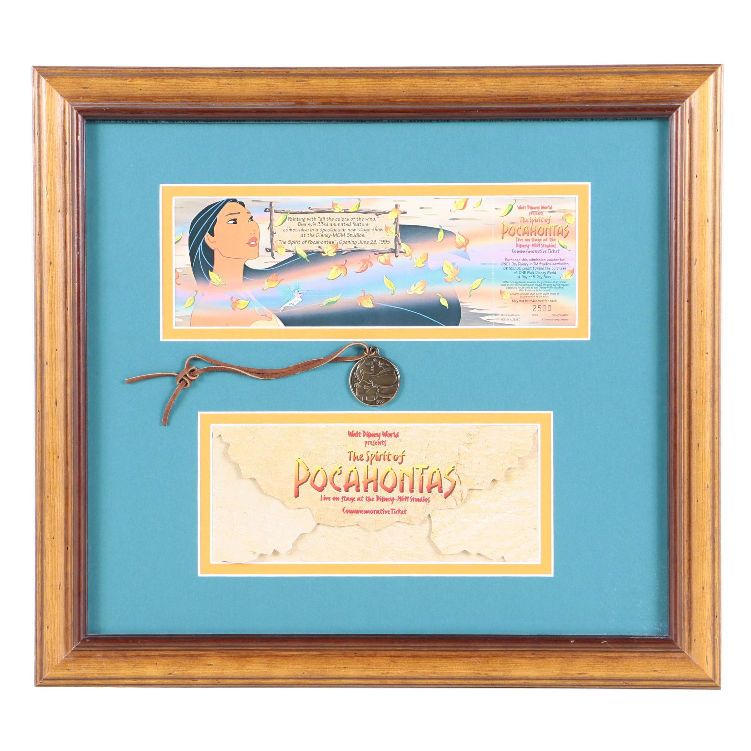 Walt Disney World Commemorative Ticket and Pendant "The Spirit of Pocahontas"