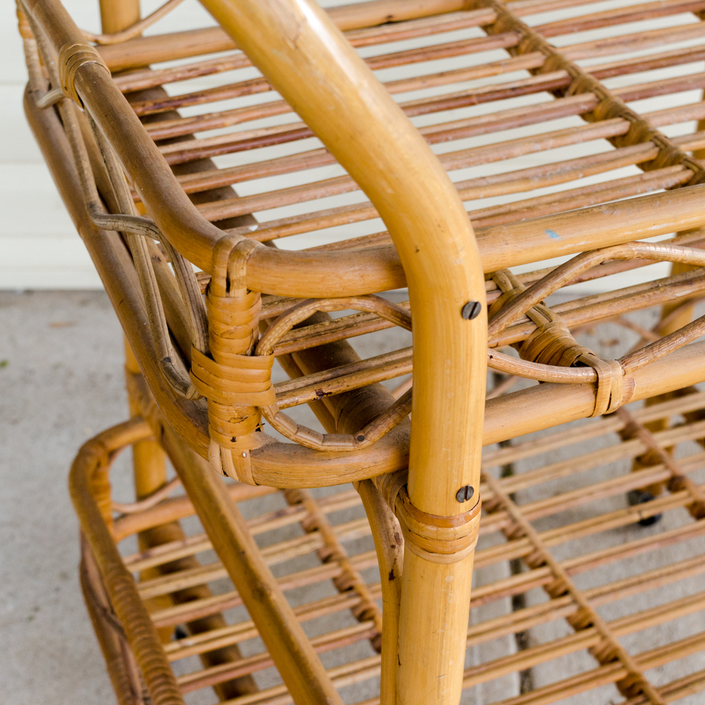 Vintage Rattan Serving Cart