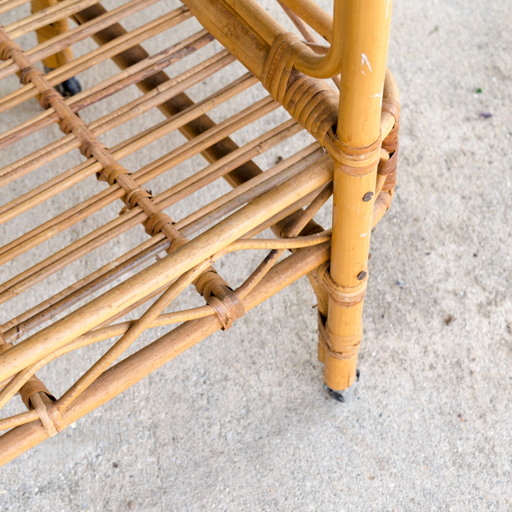 Vintage Rattan Serving Cart