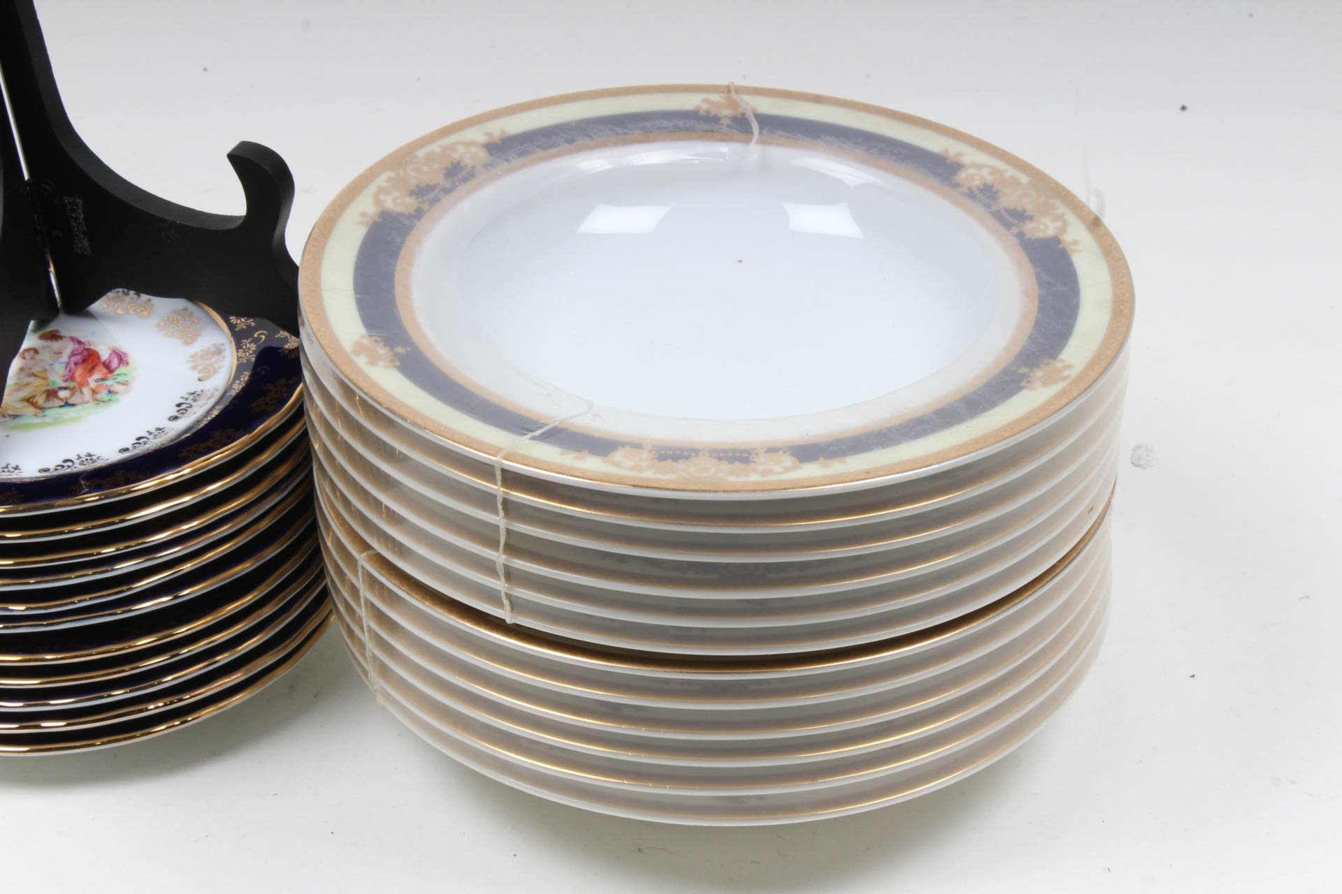 Czech Gold-Painted Porcelain Dishware Collection