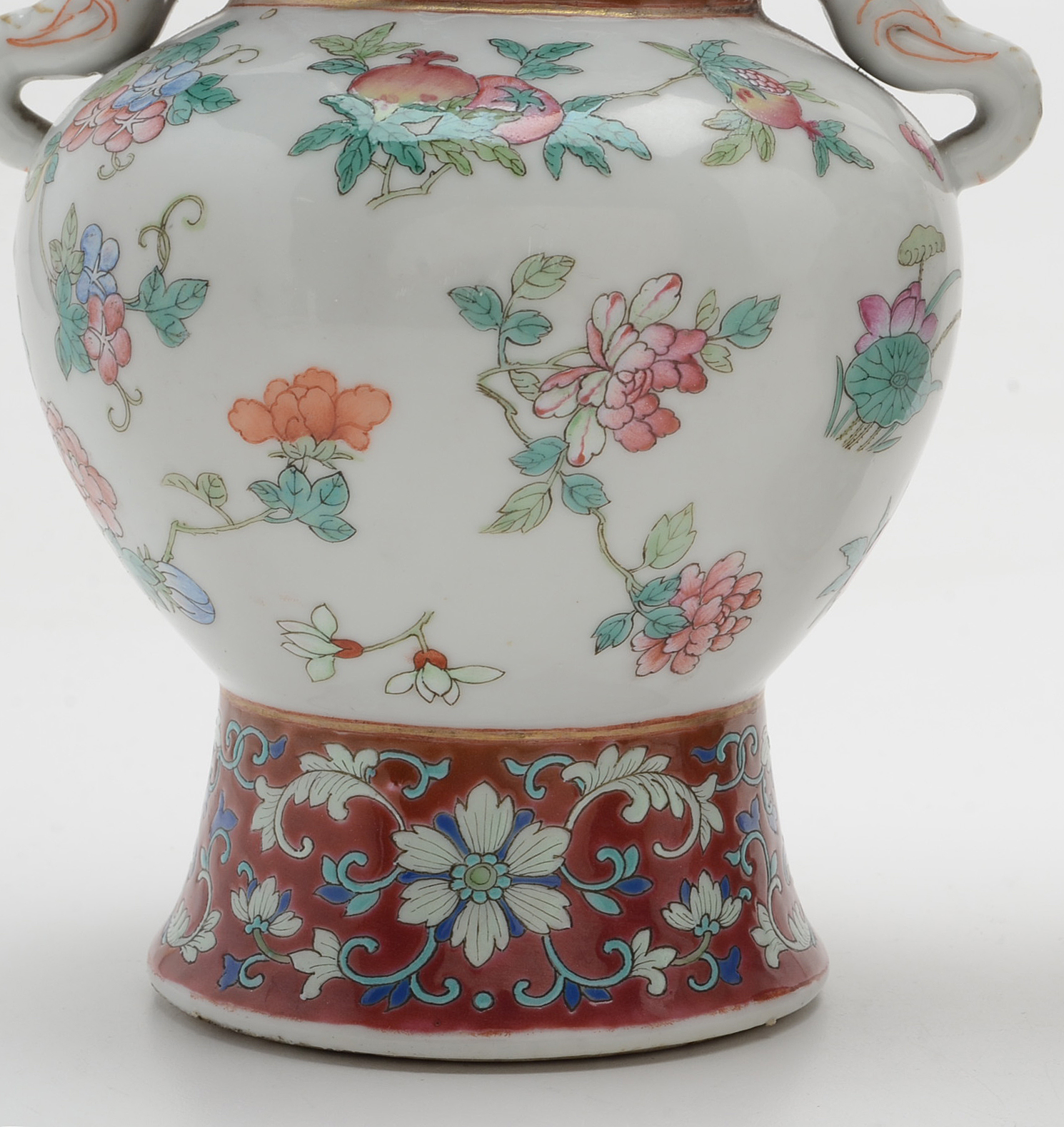 Pair of Guangxu Mark and Period Century Chinese Vases with Elephant Handles