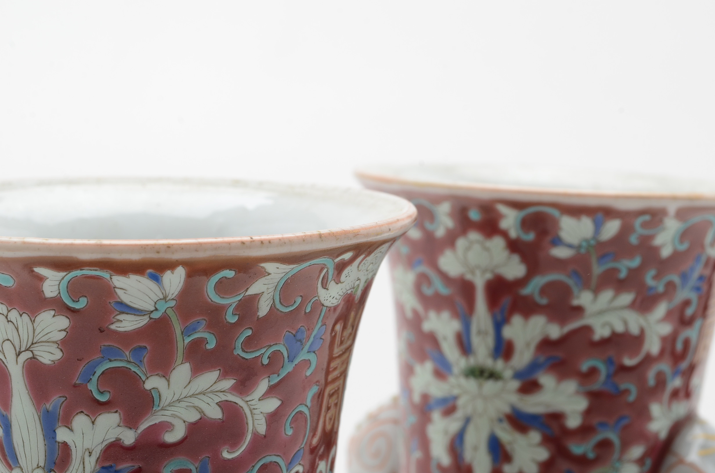 Pair of Guangxu Mark and Period Century Chinese Vases with Elephant Handles