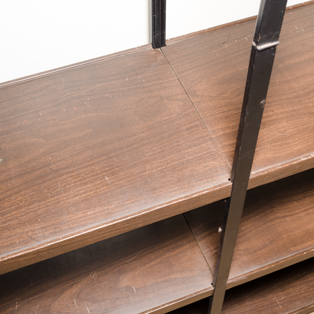 Gothic Style Metal and Wood Shelving Unit