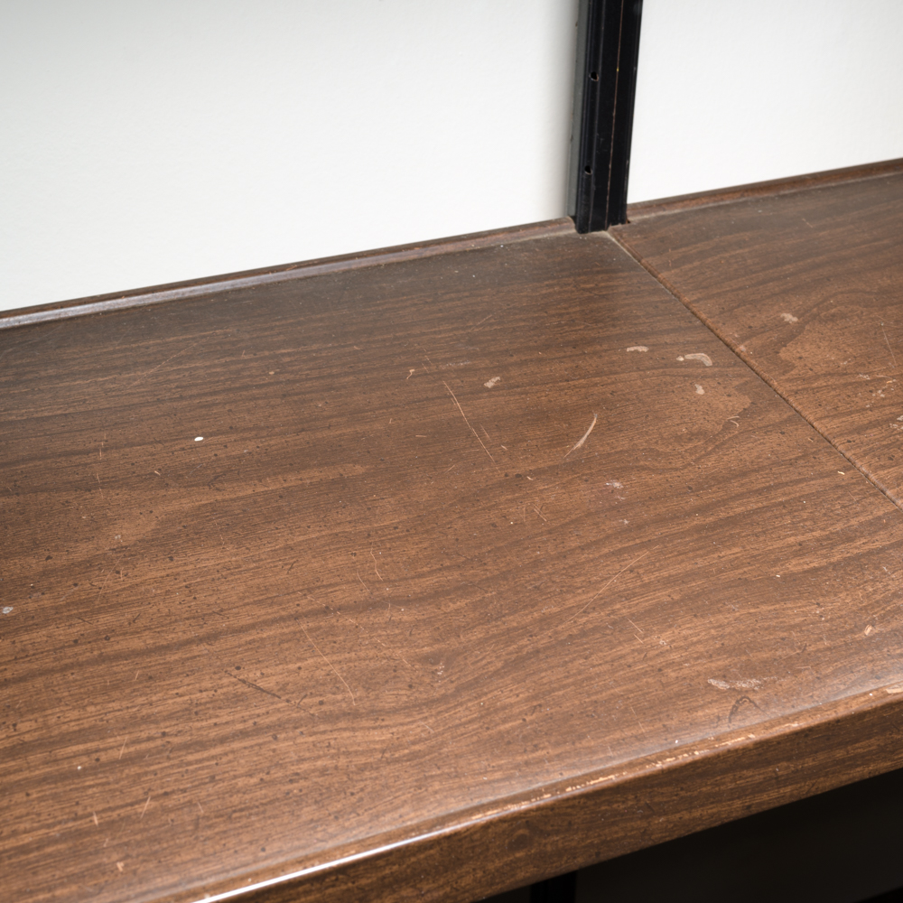 Gothic Style Metal and Wood Shelving Unit