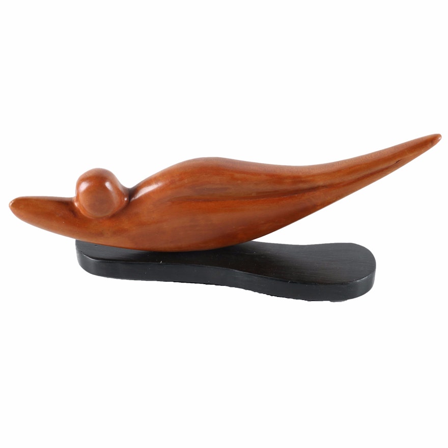 T. Ashbrook Carved Wooden Sculpture of Abstract Form