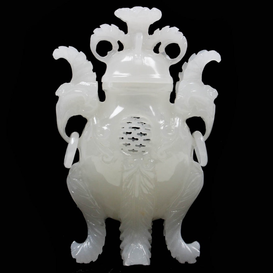 Hand-Carved Chinese Bowenite Incense Burner
