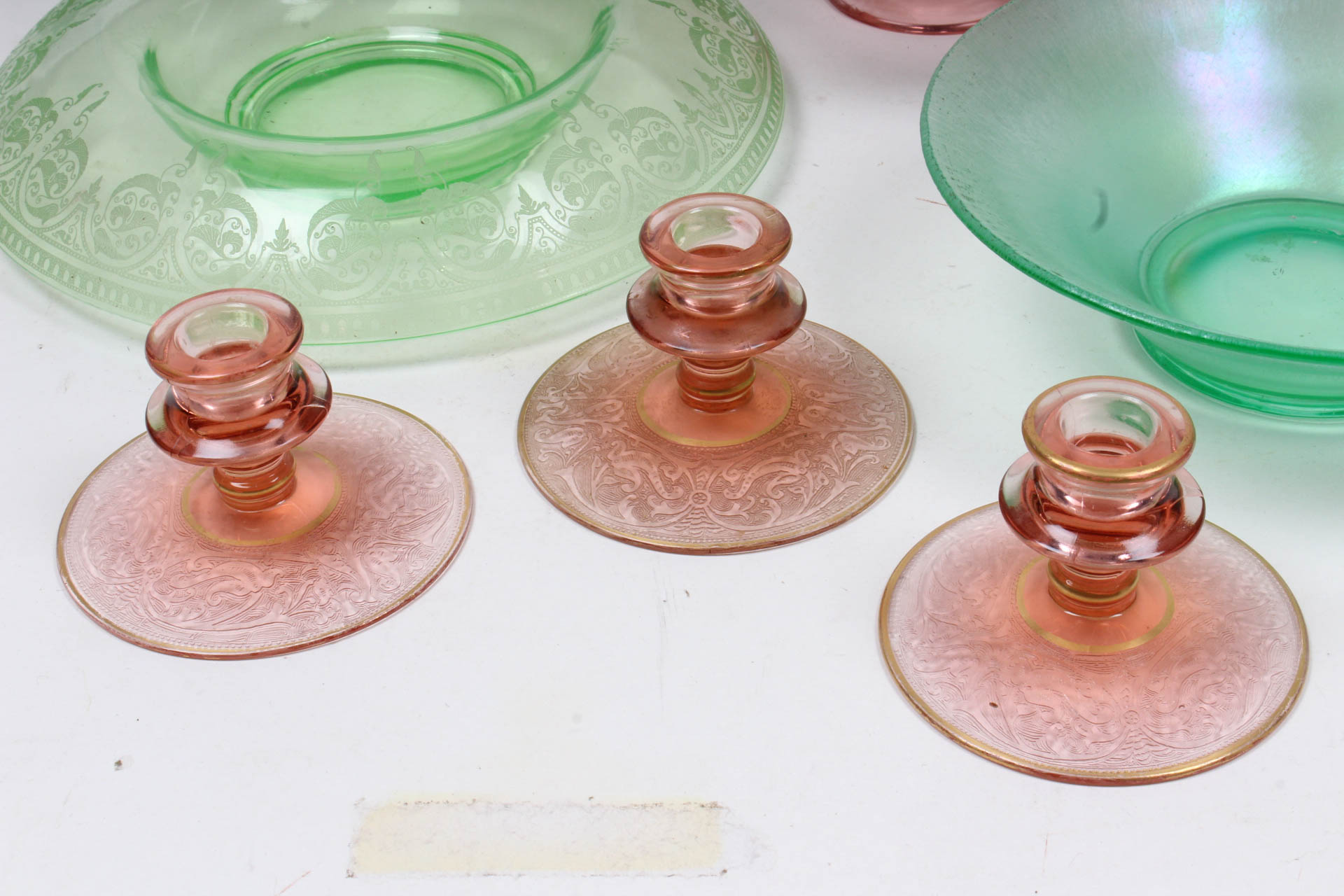 Pink and Green Depression Glass
