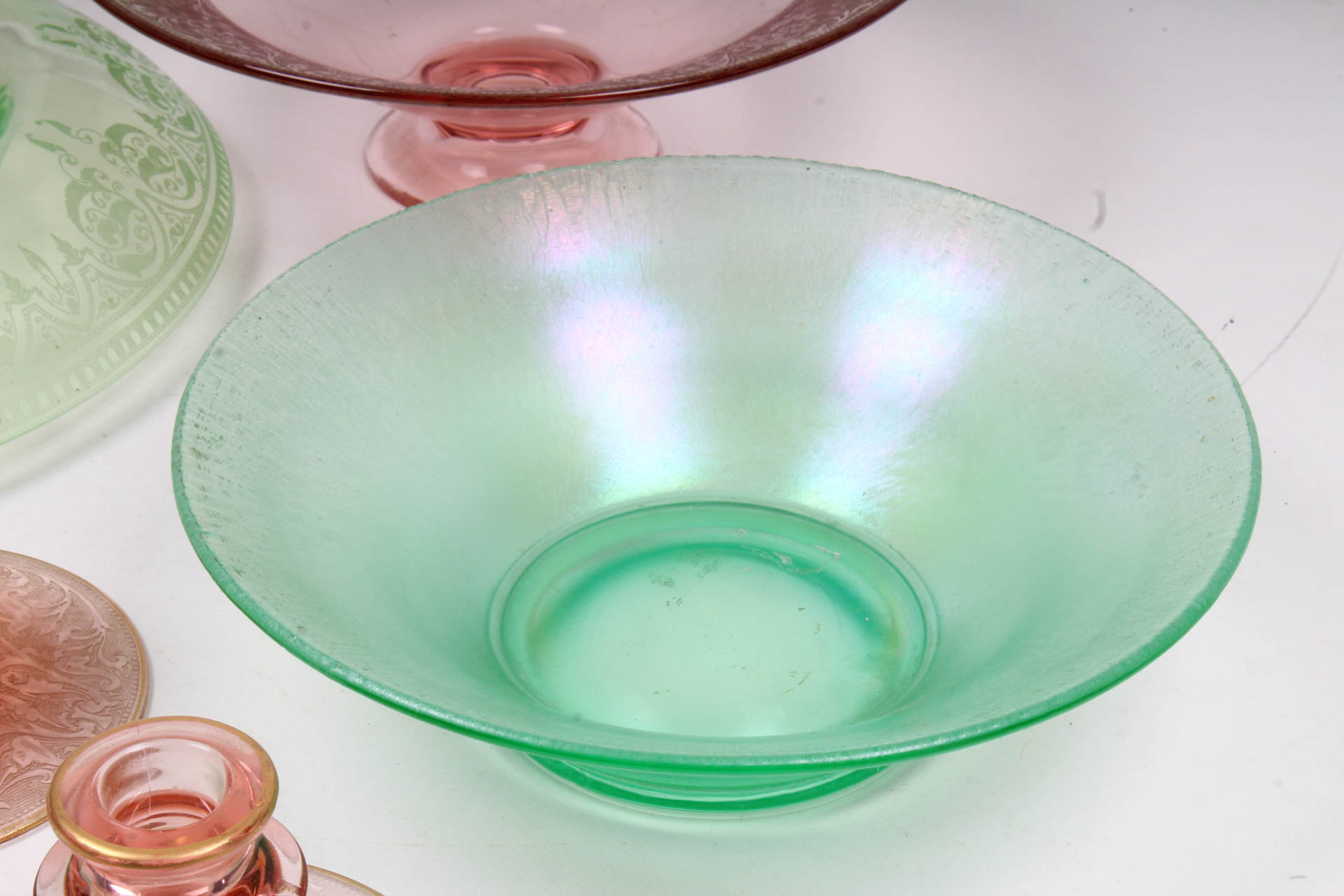 Pink and Green Depression Glass