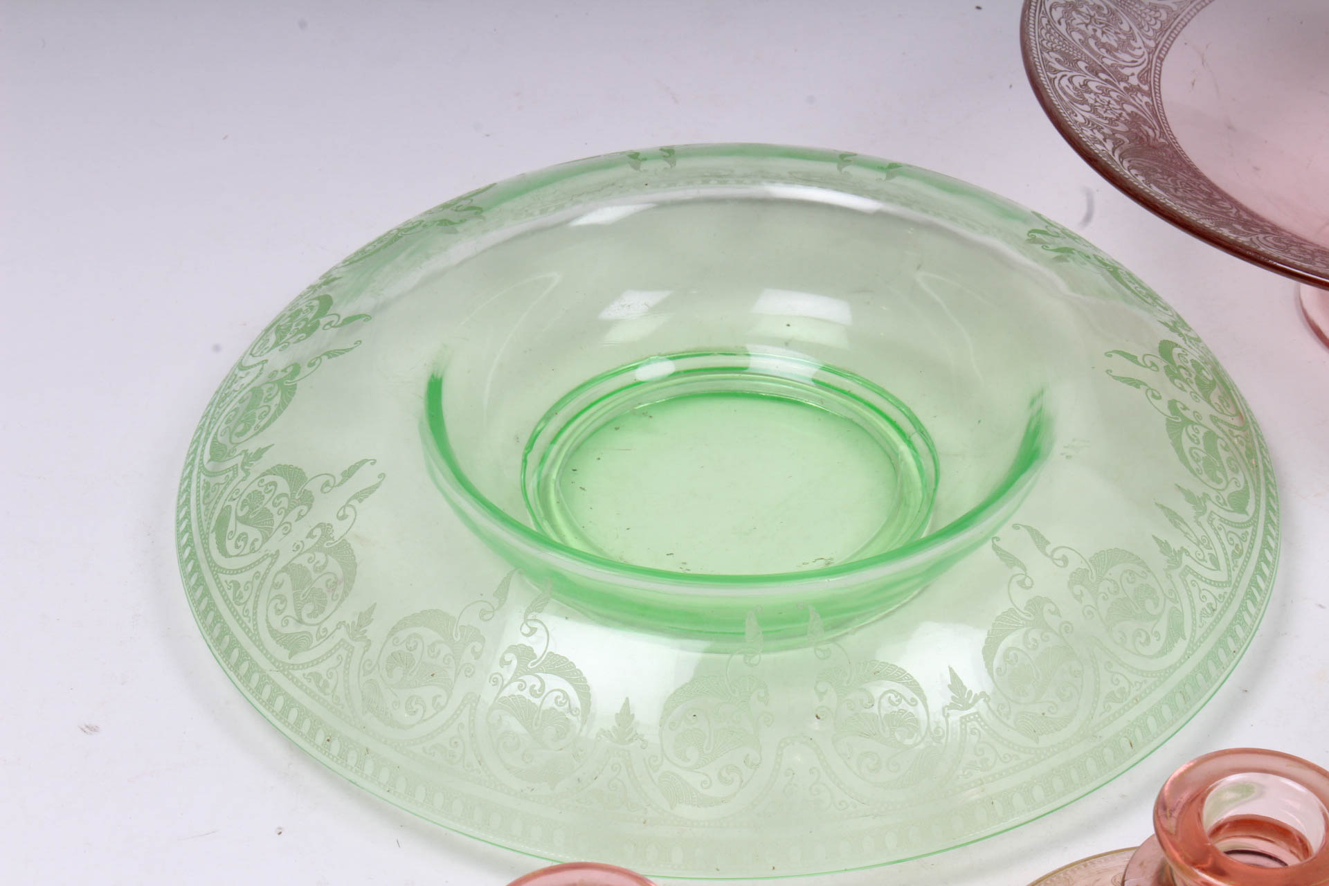 Pink and Green Depression Glass