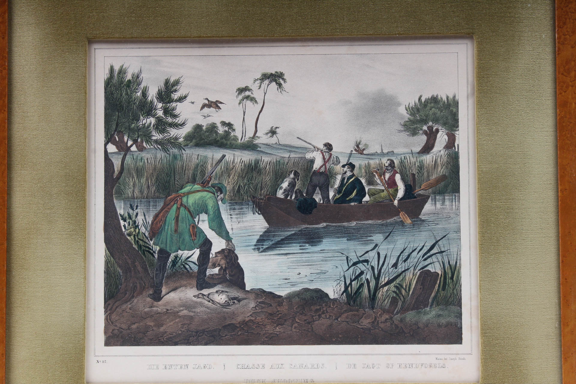 Antique Joseph Scholz Hunting Themed Lithographs