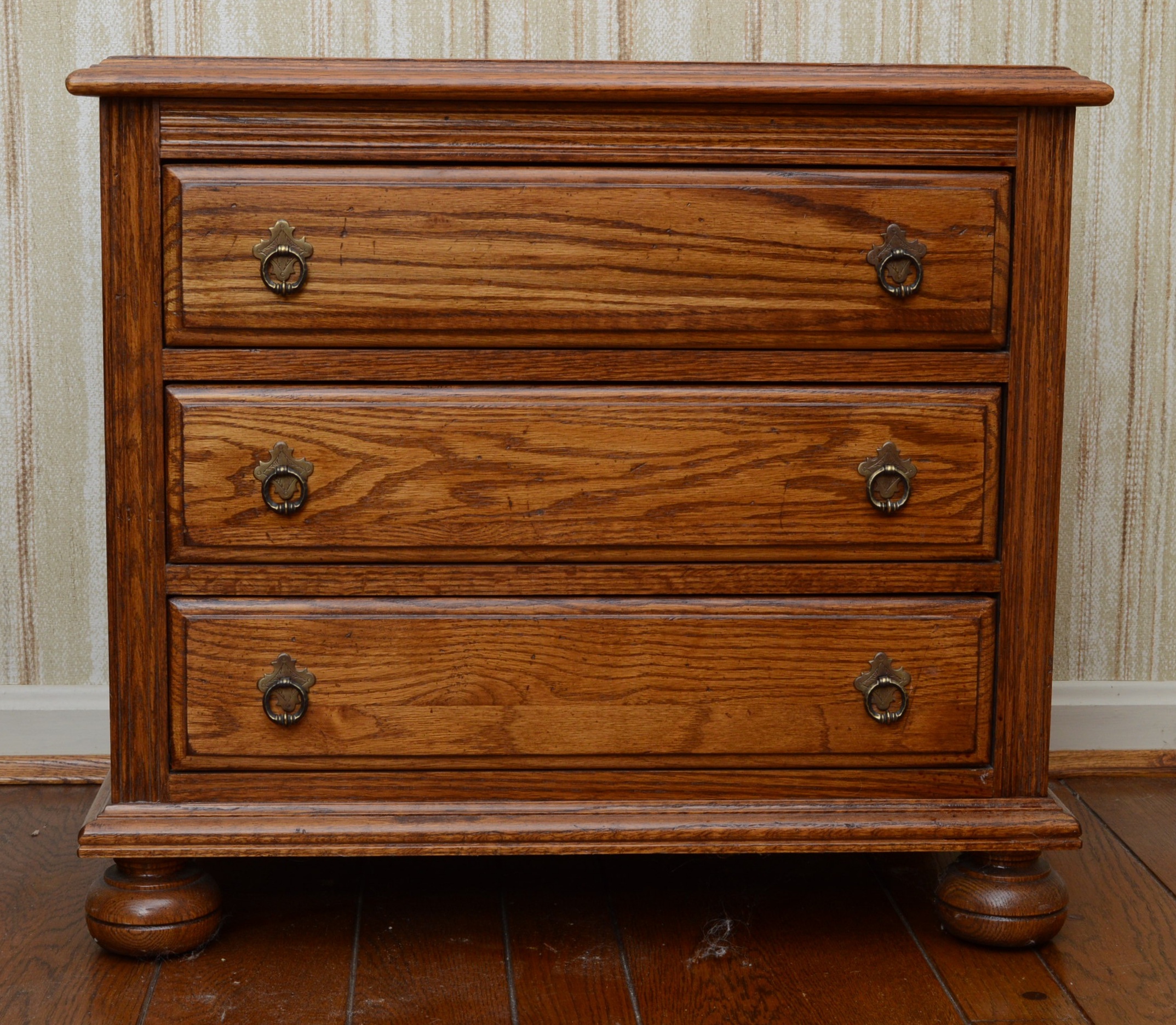 Ethan Allen Three Drawer Oak Stand