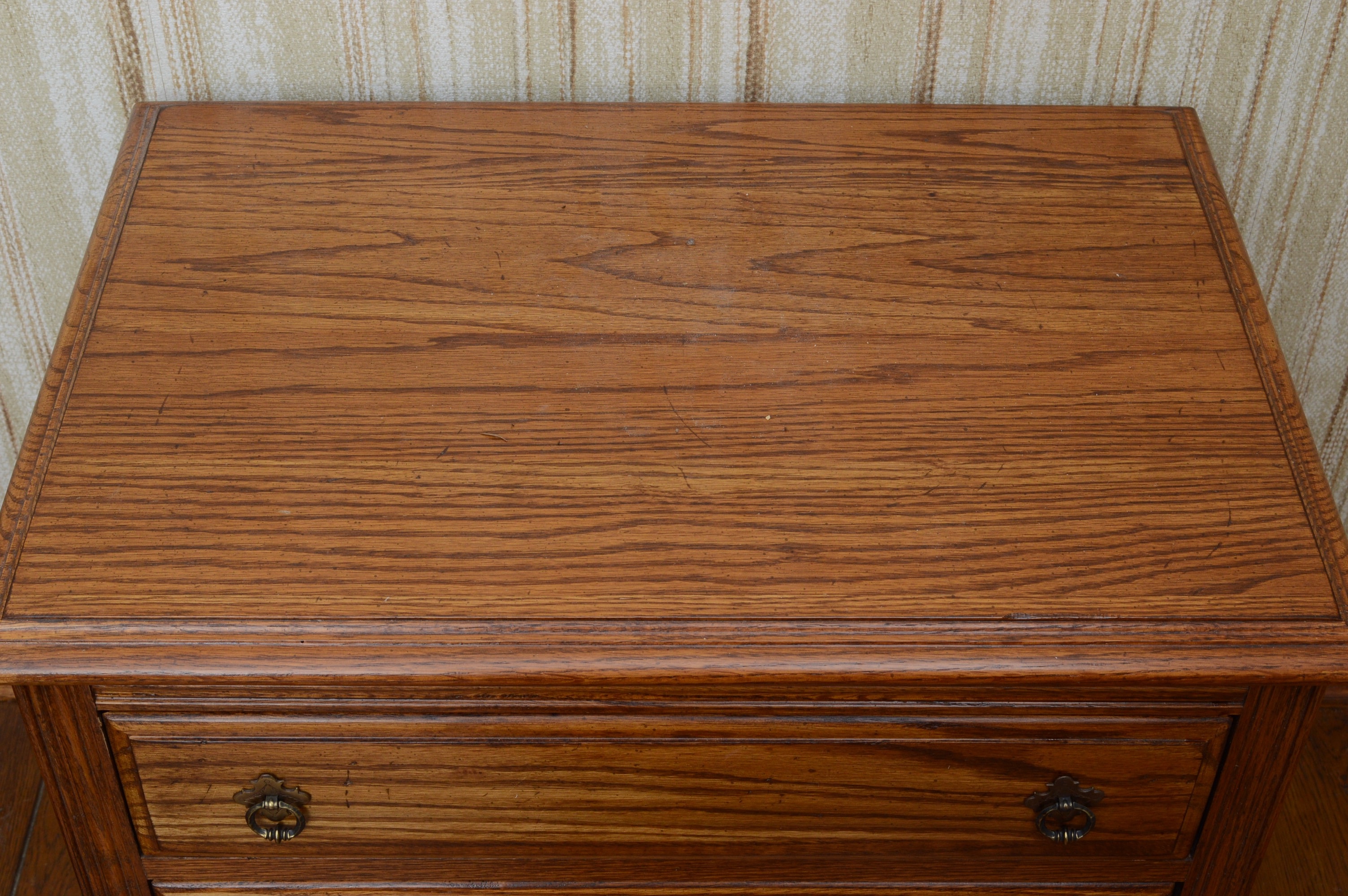 Ethan Allen Three Drawer Oak Stand