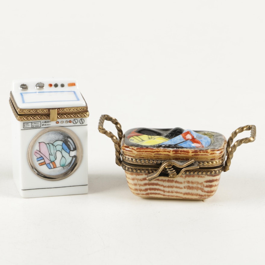 Laundry Themed Limoges Trinket Boxes