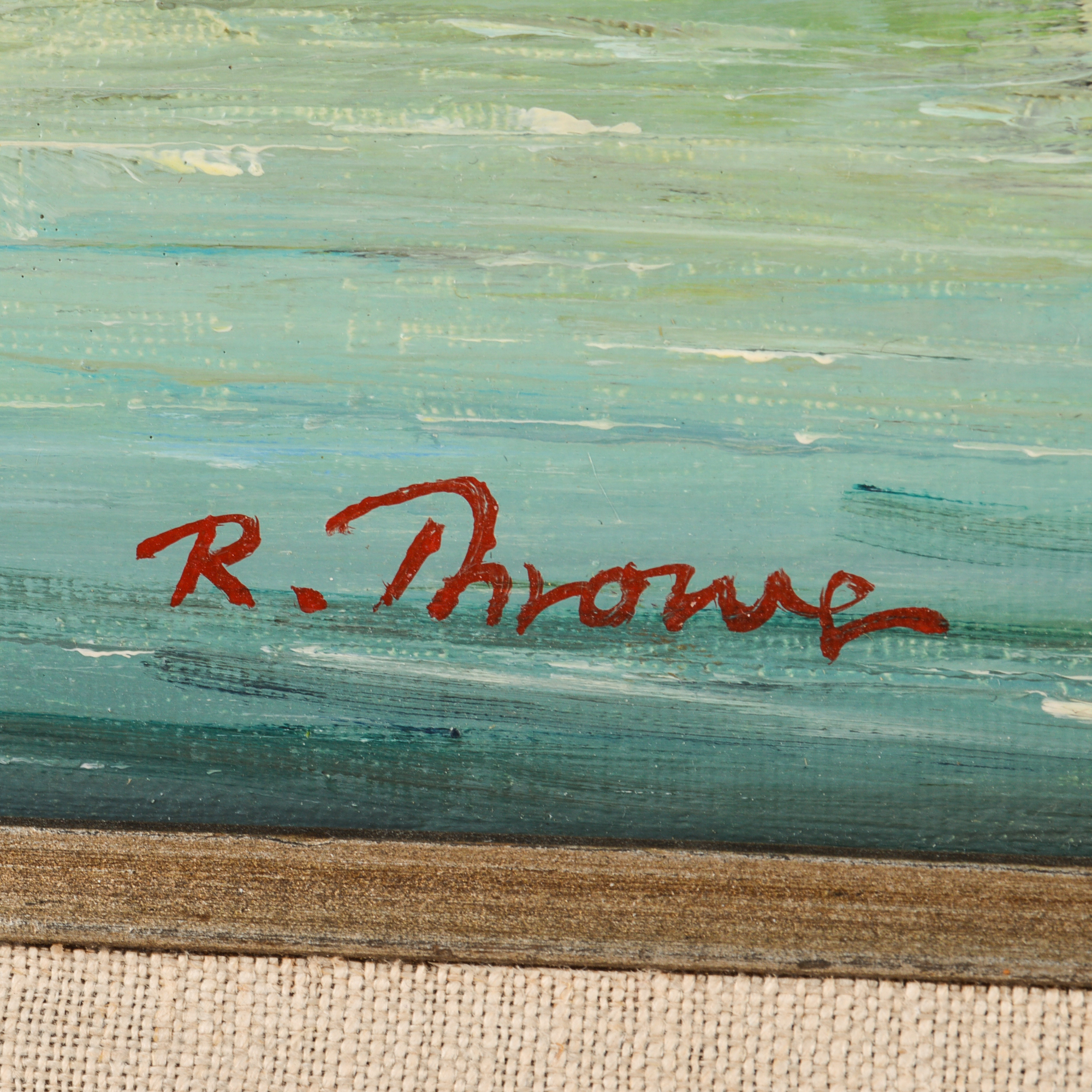 R. Thrower Original Oil on Canvas Seascape Painting
