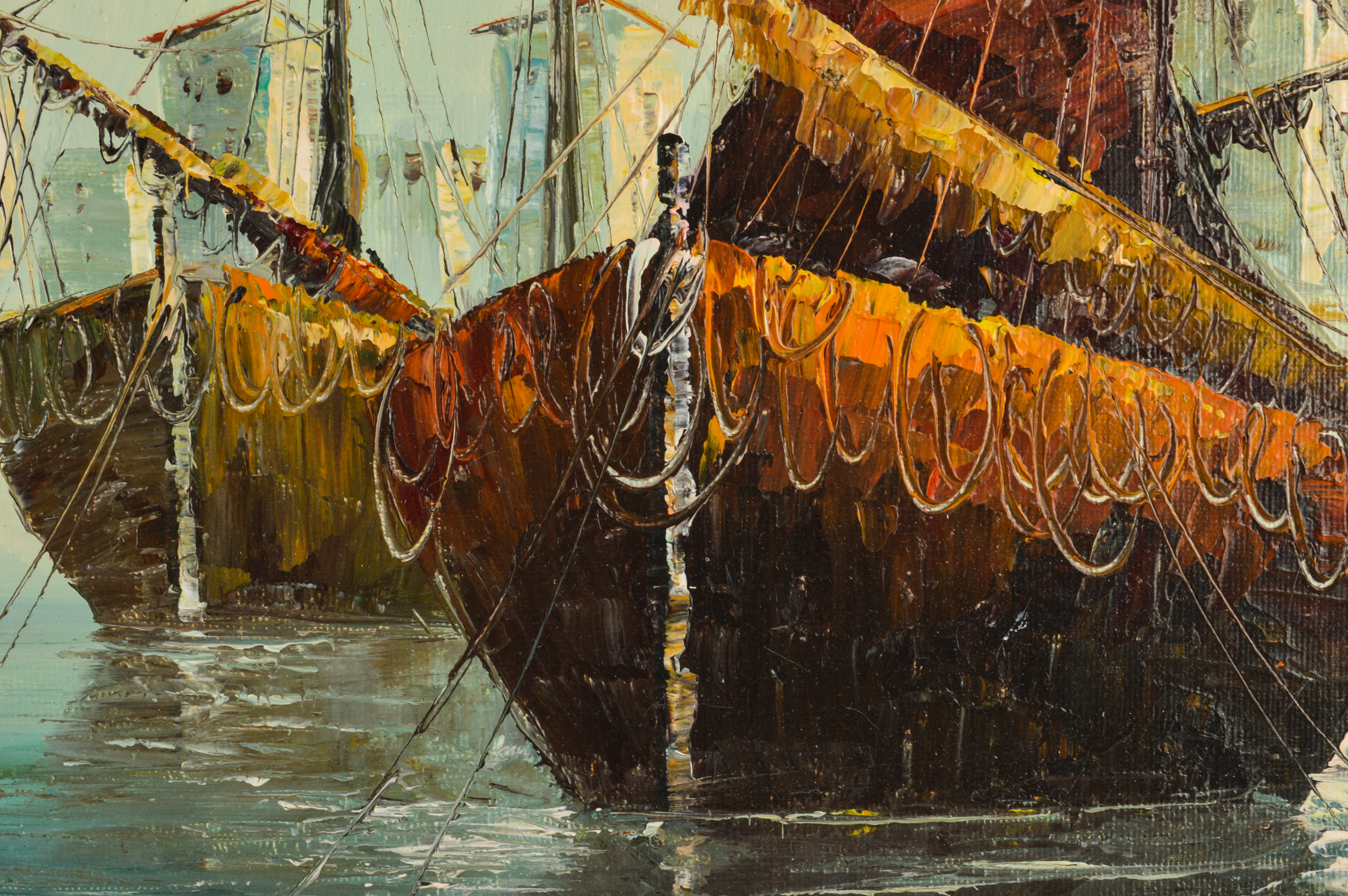 R. Thrower Original Oil on Canvas Seascape Painting