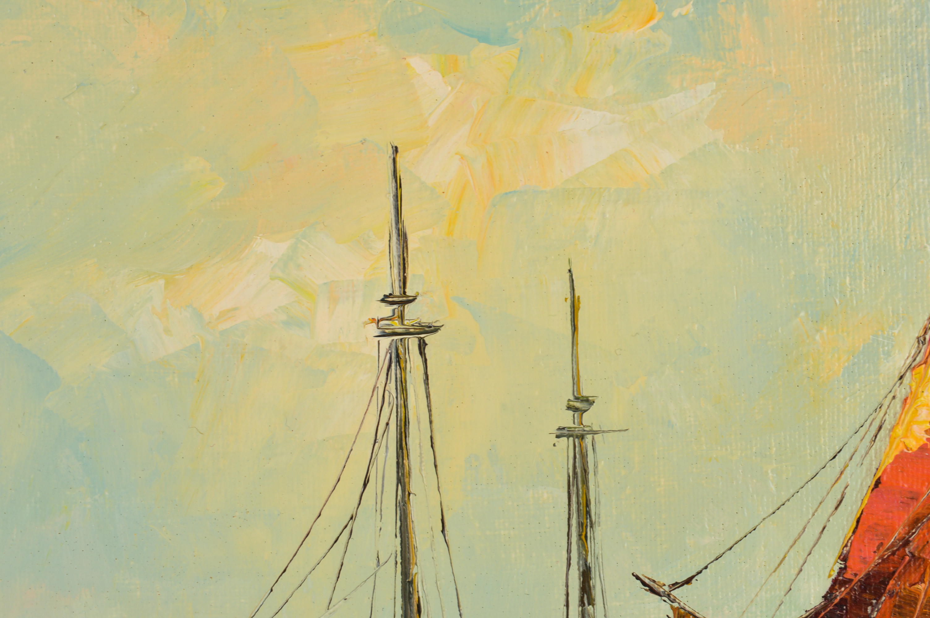 R. Thrower Original Oil on Canvas Seascape Painting