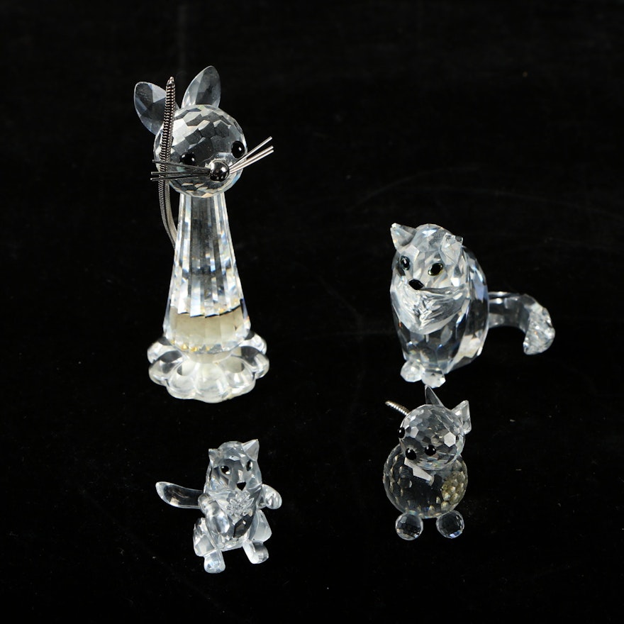 Swarovski Crystal Cat Figures