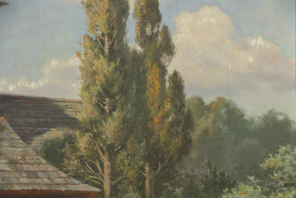 Rene Toussaint Oil Painting on Board of European School Scene