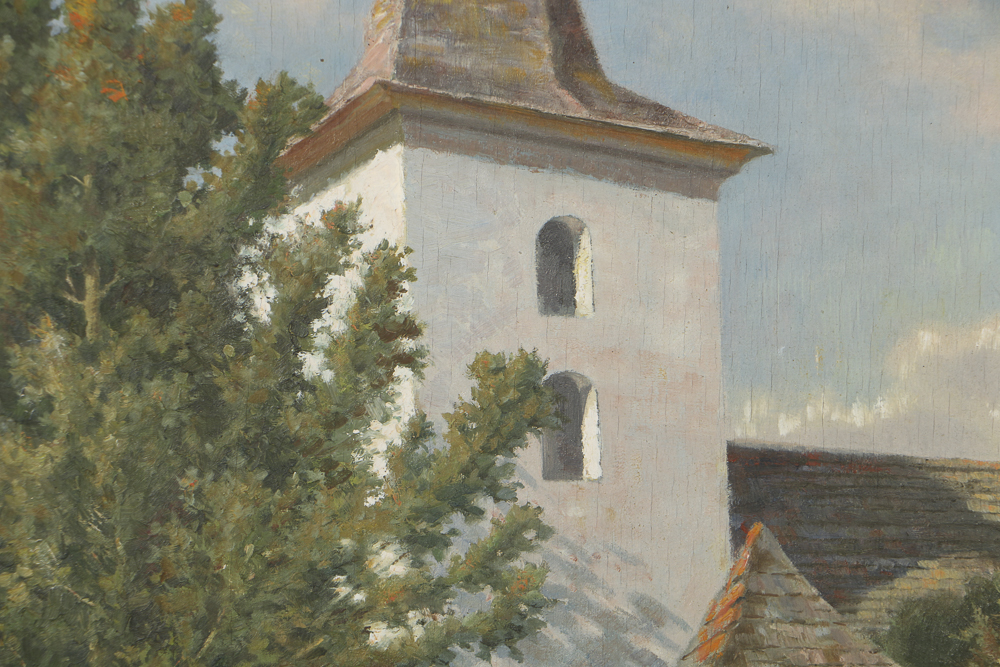 Rene Toussaint Oil Painting on Board of European School Scene