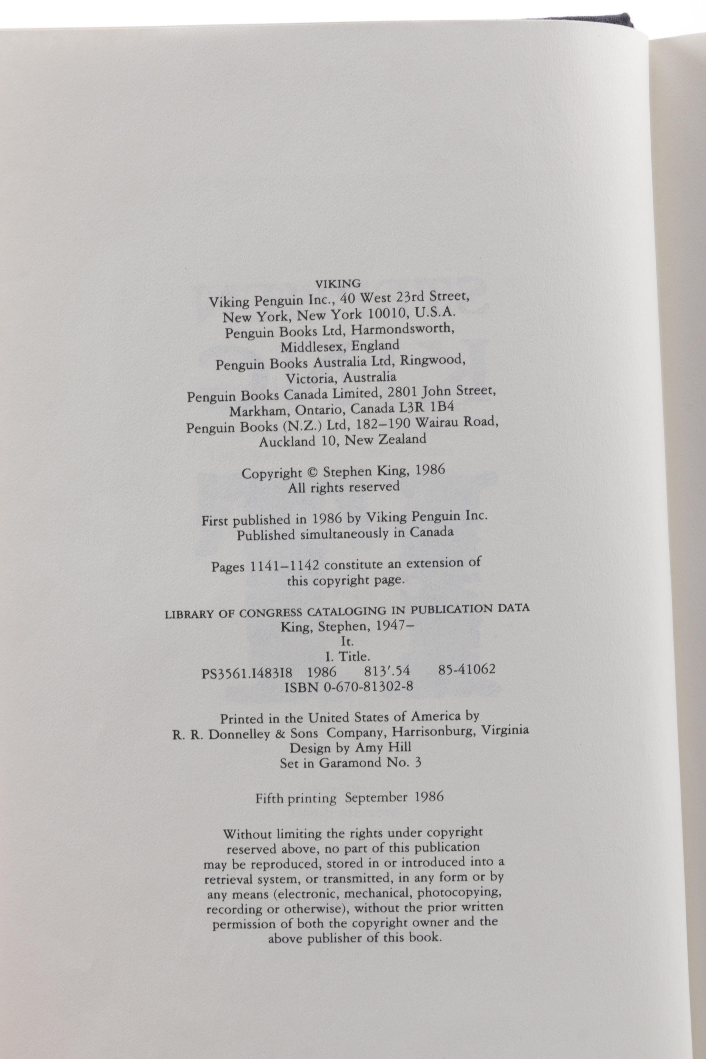 1986 "IT" Novel by Stephen King and "The Stephen King Companion"
