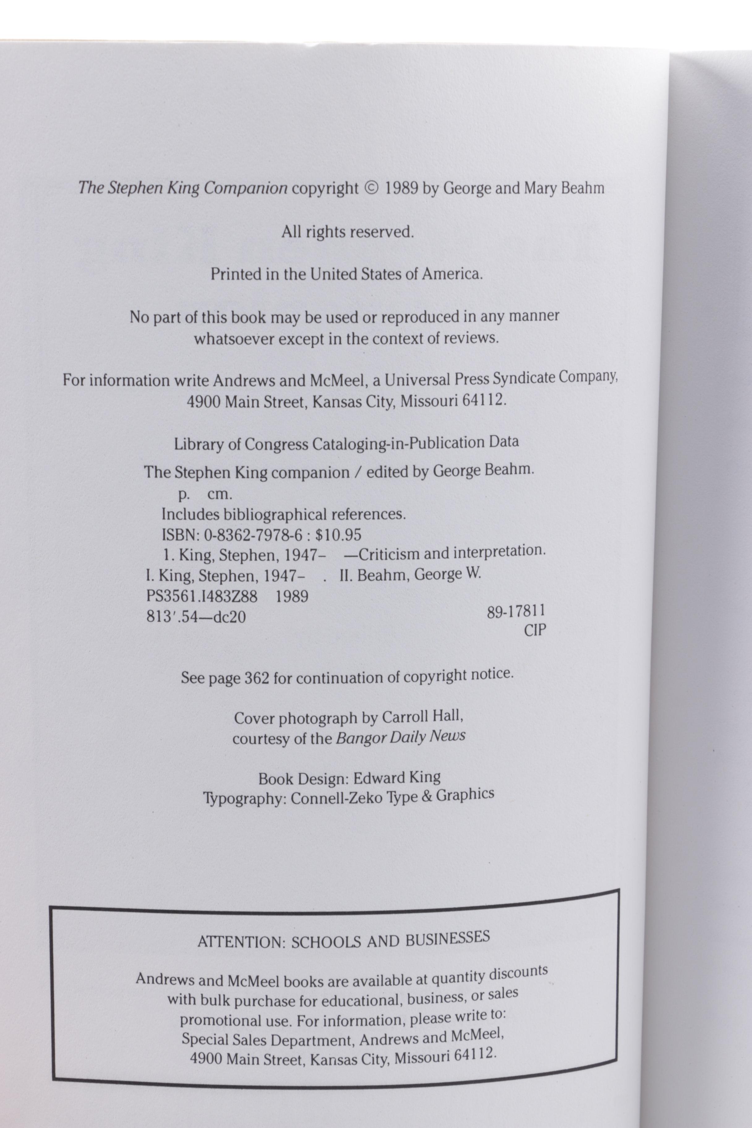 1986 "IT" Novel by Stephen King and "The Stephen King Companion"