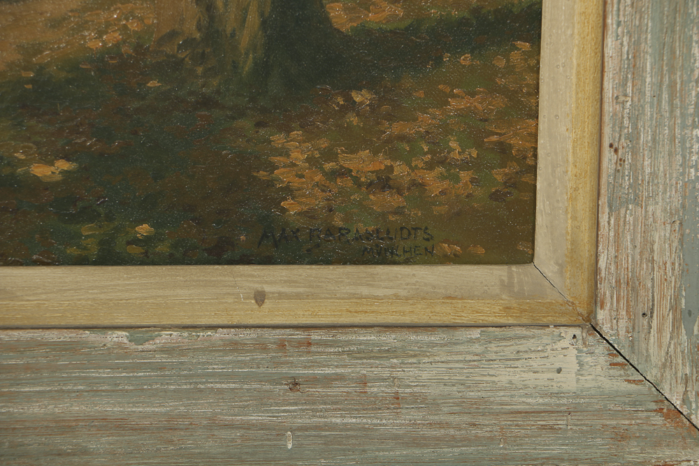 Max Barascudts Oil Painting on Canvas of German Town Scene