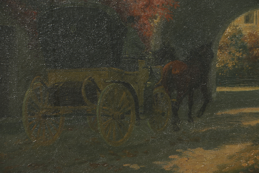 Max Barascudts Oil Painting on Canvas of German Town Scene