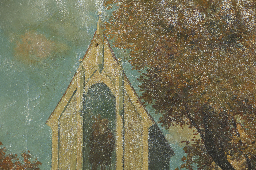 Max Barascudts Oil Painting on Canvas of German Town Scene