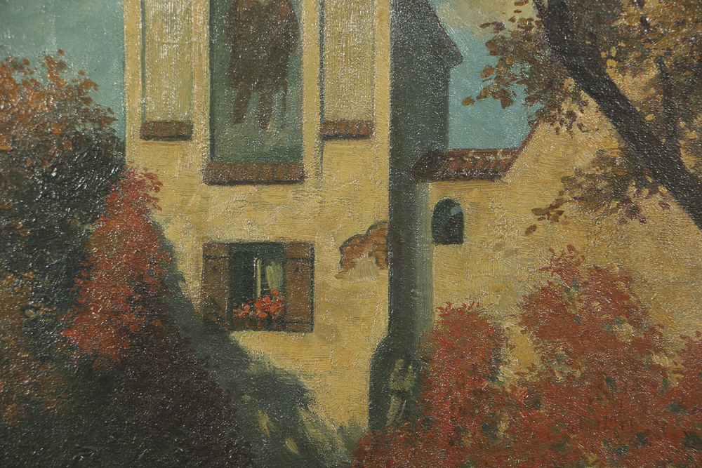 Max Barascudts Oil Painting on Canvas of German Town Scene