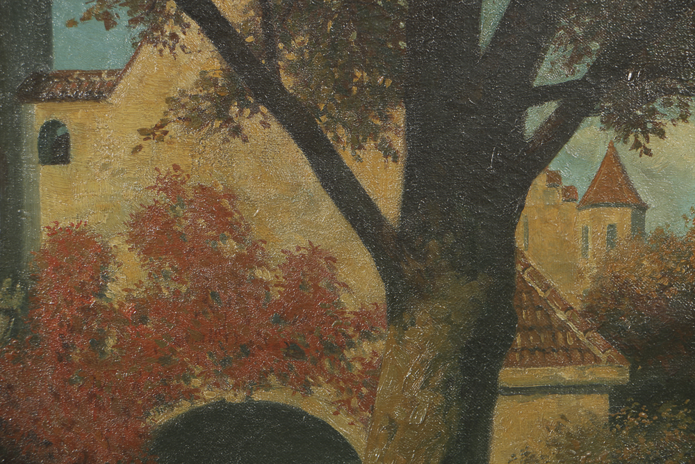 Max Barascudts Oil Painting on Canvas of German Town Scene