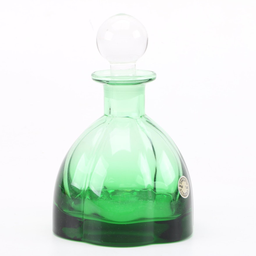 Italian Green Crystal "Hexafoil" Perfume Bottle